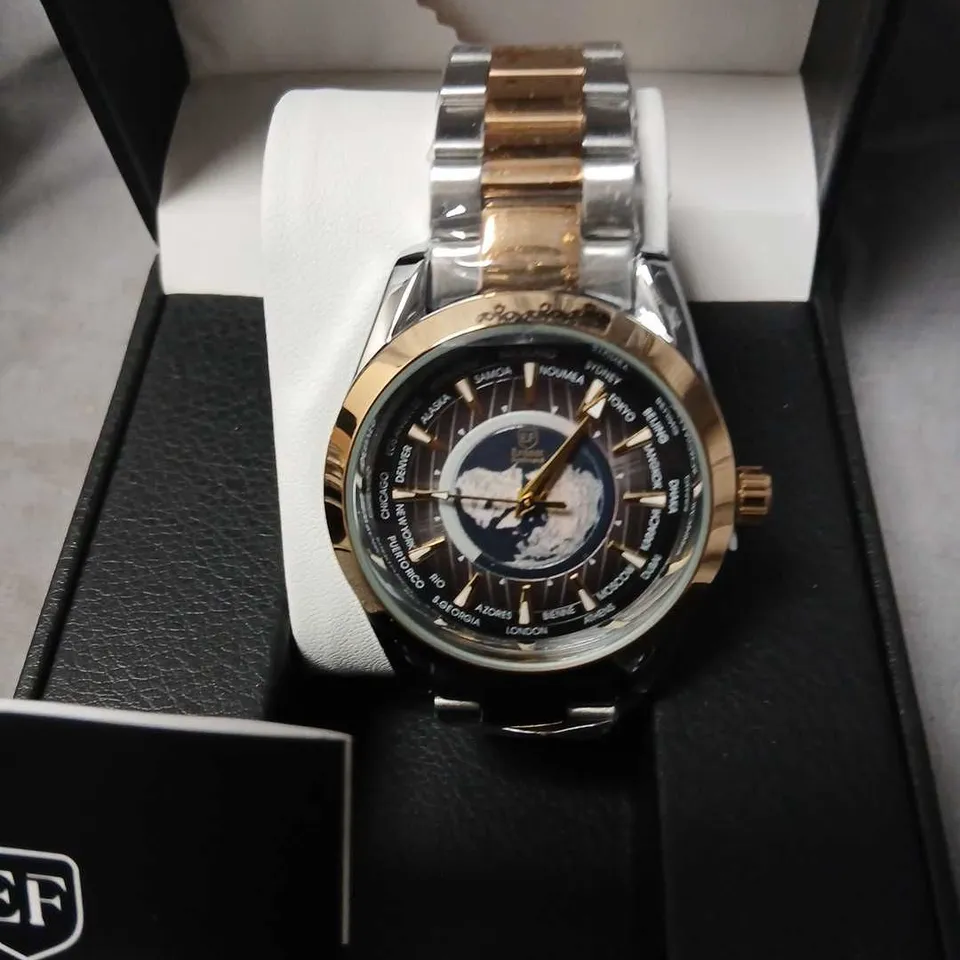 ERNEST FERDINAND MEN'S WRISTWATCH – TWO-TONE BRACELET, BOXED