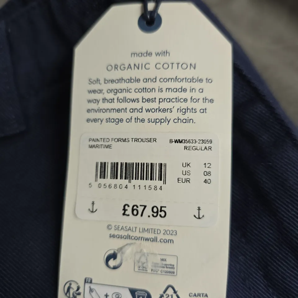 Seasalt Cornwall Painted Forms Trousers – Maritime, Organic Cotton, UK 12