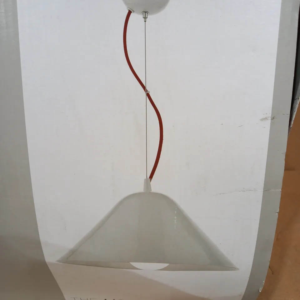 THE LIGHTING STUDIO PORTABELLO SINGLE WHITE/RED PENDANT LIGHT CEILING FITTING