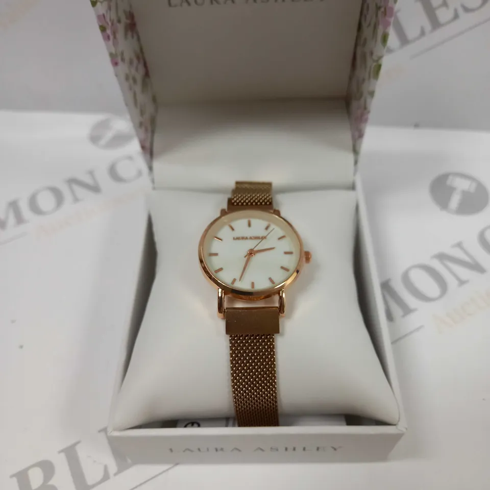 BOXED LAURA ASHLEY ROSE GOLD MAGNET WATCH 