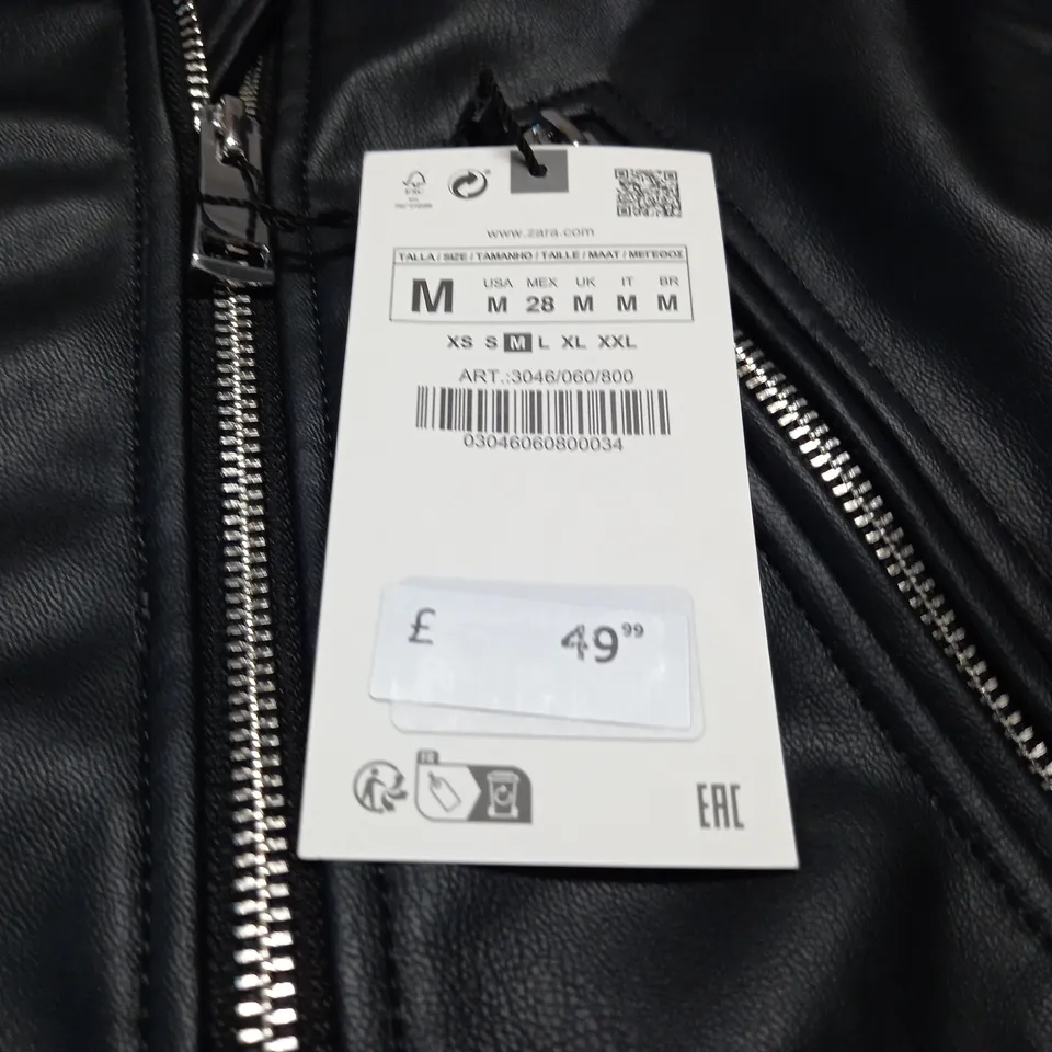 ZARA LEATHER LOOK BIKER STYLE JACKET - M