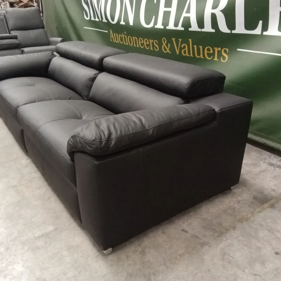 BRADY PREMIUM LEATHER 4 SEATER SOFA - BLACK RRP £1179