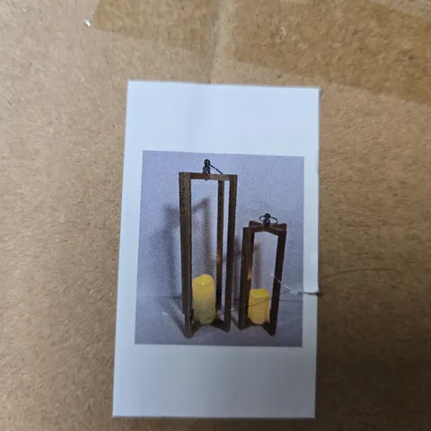 SET OF 2 WOOD LANTERNS - 56CM/40CM
