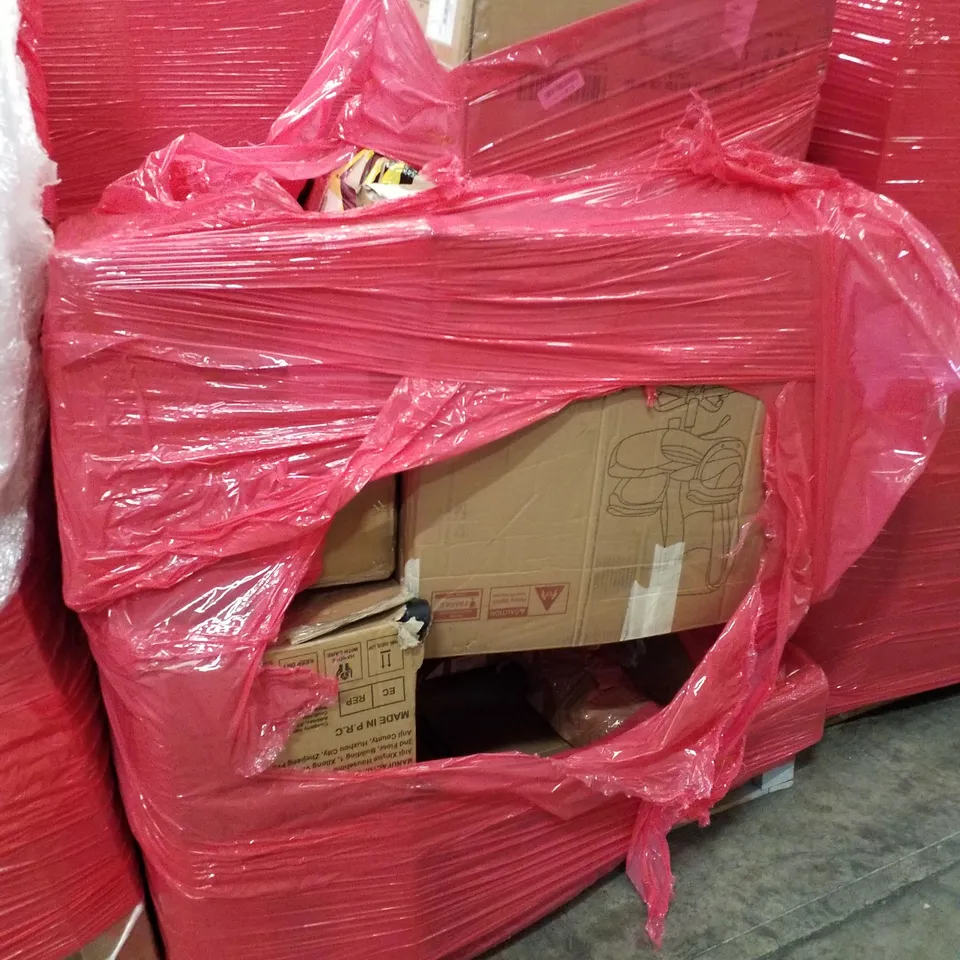 PALLET OF ASSORTED PRODUCTS INCLUDING OFFICE CHAIRS, DOG PEN