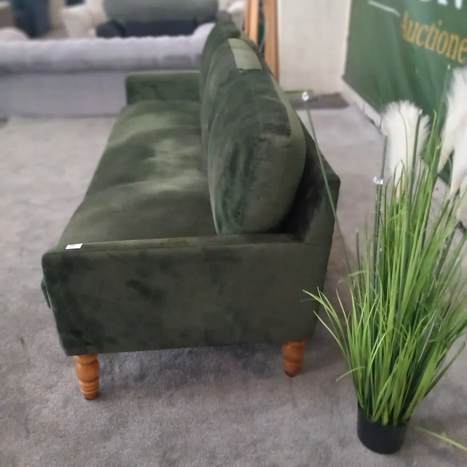 DESIGNER GREEN FABRIC THREE SEATER SOFA