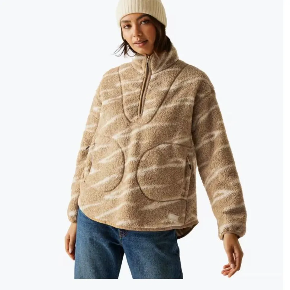 REGATTA WOMEN'S FLEECE WITH HALF ZIP FRANKIE BORG SOFT TAUPE SIZE 8