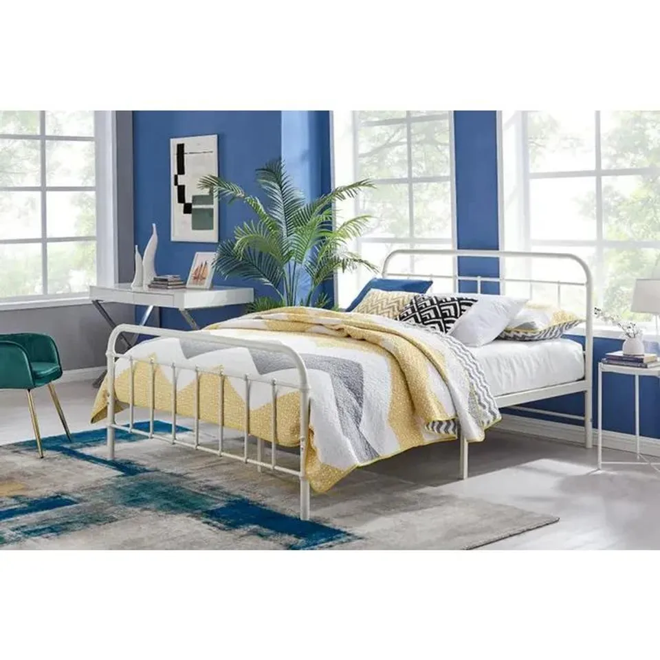 BOXED LANGRAVE BED FRAME DOUBLE - WHITE
