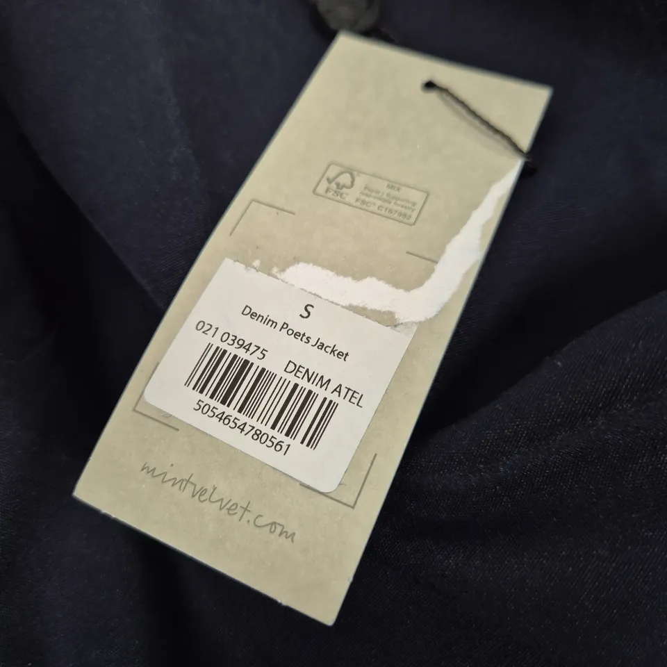 MINT VELVET DENIM POET'S JACKET – NAVY, SIZE S