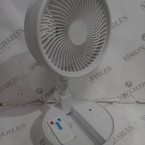 BOXED BELL & HOWELL OSCILLATING FOLDING RECHARGEABLE FAN, WHITE