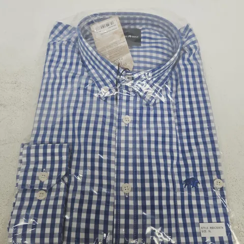 RAGING BULL MEN'S BLUE & WHITE GINGHAM SHIRT XL