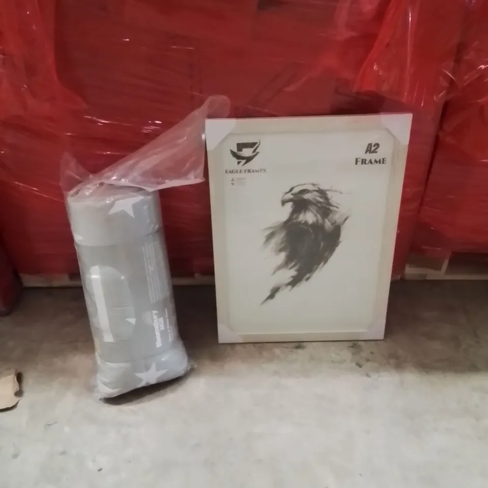 PALLET OF ASSORTED HOUSEHOLD GOODS AND PRODUCTS TO INCLUDE;A2 PICTURE FRAM,NAP MAT