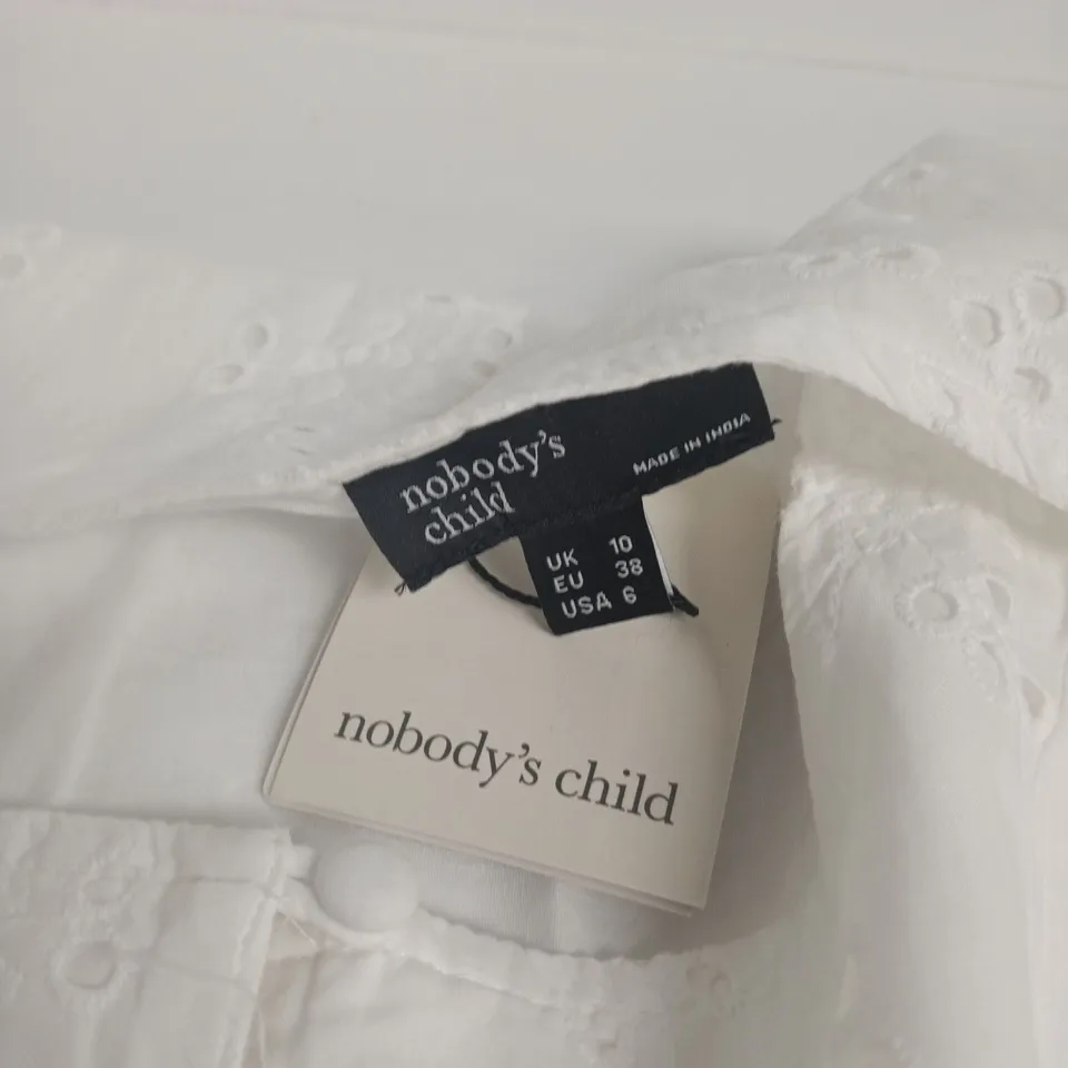 NOBODY'S CHILD WHITE EYELET DRESS – UK 10 (EU 38, USA 6)