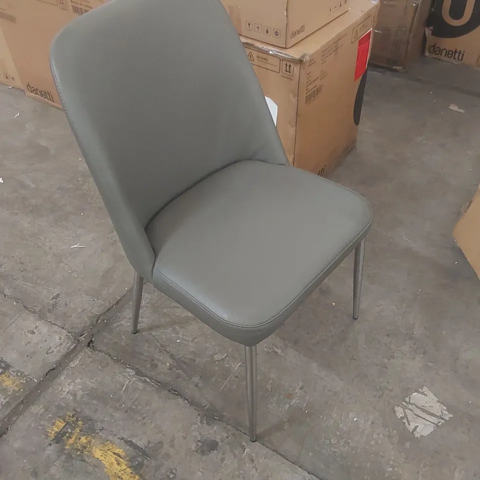 DECO DARK GREY LEATHER DINING CHAIR