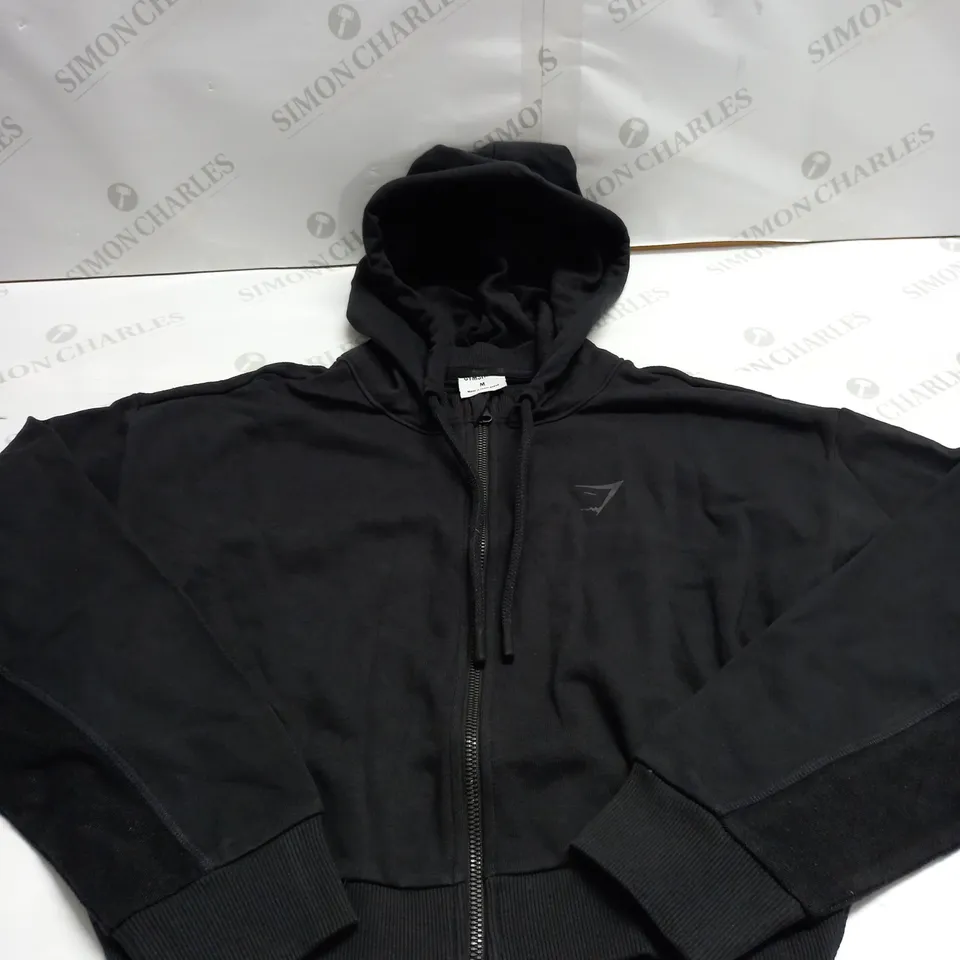 GYMSHARK BLACK HOODED JACKET - MEDIUM 