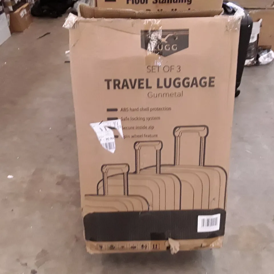 BOXED LUGG LARGE LIGHTWEIGHT TRAVEL LUGGAGE SUITCASE - GUN METAL 3 PIECE SET