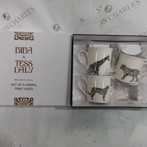 BOXED BIBA X TESS DALY SET OF 3 ANIMAL PRINT MUGS