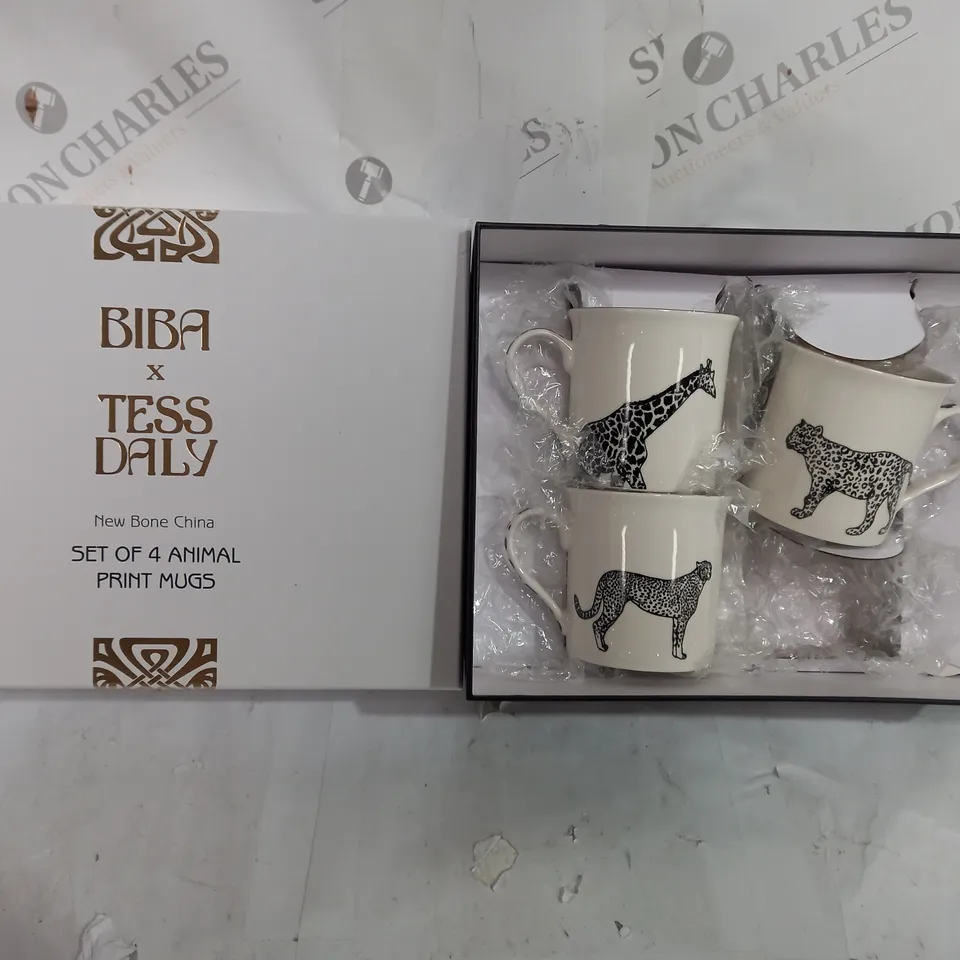 BOXED BIBA X TESS DALY SET OF 3 ANIMAL PRINT MUGS