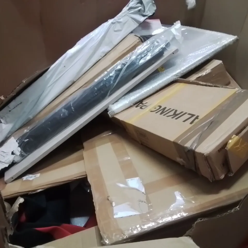 PALLET OF ASSORTED HOUSEHOLD GOODS AND PRODUCTS TO INCLUDE;KICK SCOOTER,PULL UP BAR,GARDEN FENCE