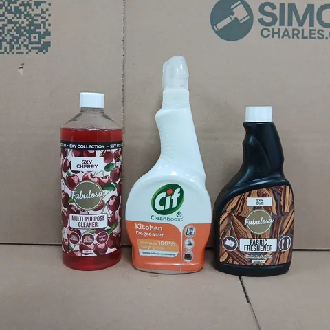 APPROXIMATELY 10 ASSORTED HOUSEHOLD ITEMS TO INCLUDE FABRIC FRESHENER, CIF, MULTI-PURPOSE CLEANER, ETC