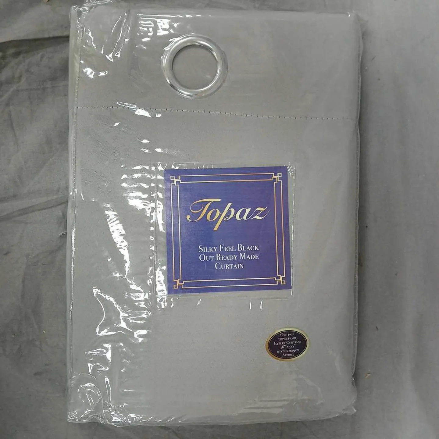 BOX OF APPROXIMATELY 5 TOPAZ HOME EYELET CURTAINS IN GREY (46"X90")