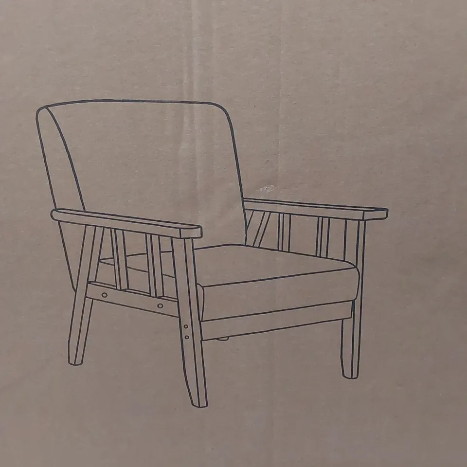 BOXED MONDEER ARMCHAIR - DARK GREY FABRIC/OAK LEGS (1 BOX)