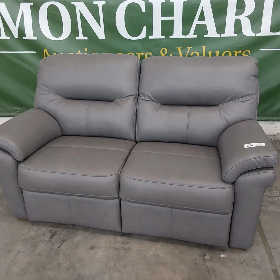 QUALITY BRITISH DESIGNER G PLAN SEATTLE 2.5 SEATER SOFA CAPRI GREY LEATHER 