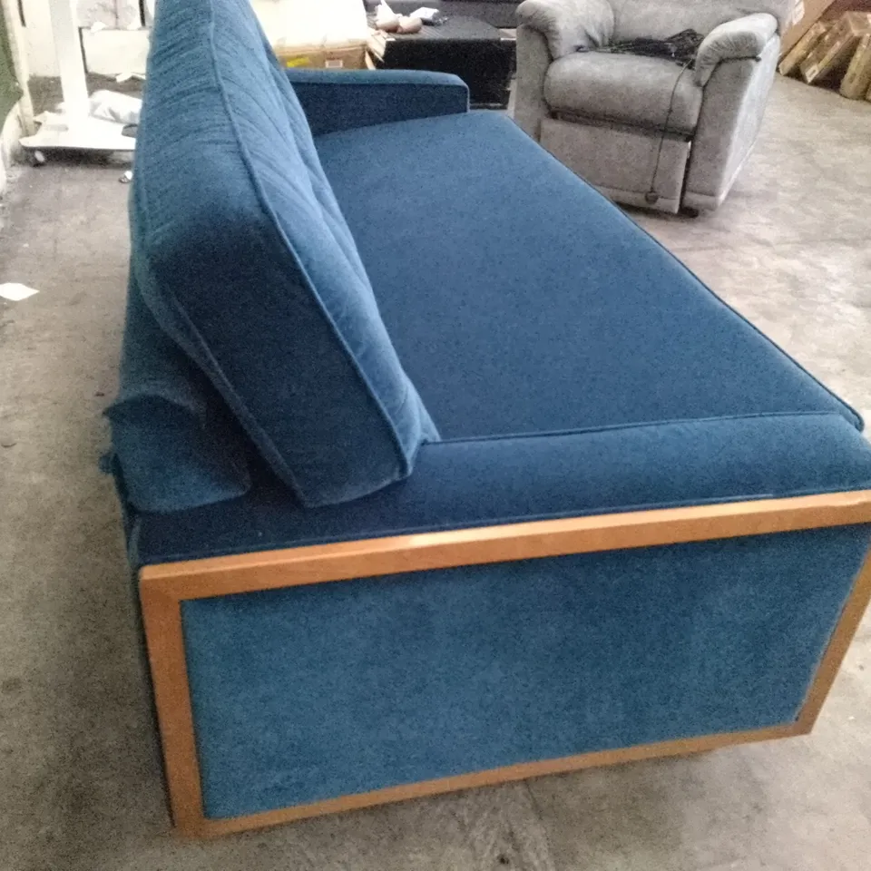 QUALITY DESIGNER G-PLAN VINTAGE 59 RR LARGE SOFA - MATT VELVET INDIGO FABRIC 