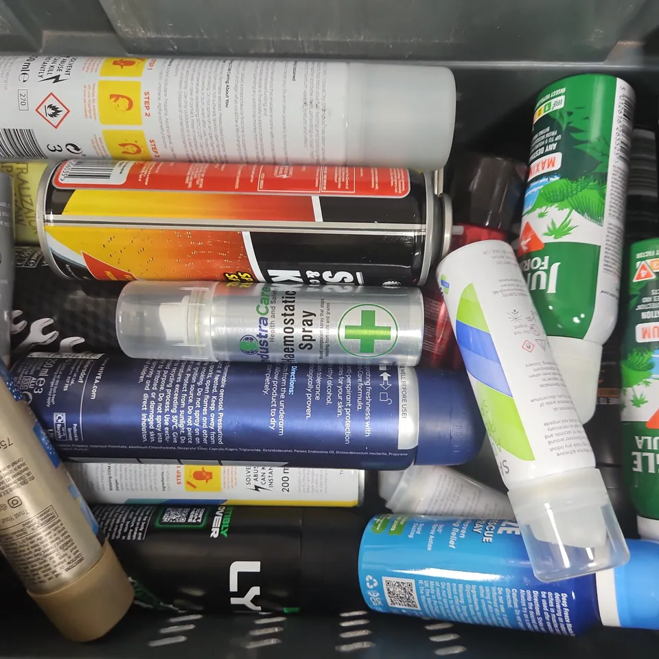 APPROXIMATELY 10 ASSORTED HOUSEHOLD ITEMS TO INCLUDE DEEP FREEZE, SPIDER KILLER, SUNSCREEN, ETC - COLLECTION ONLY