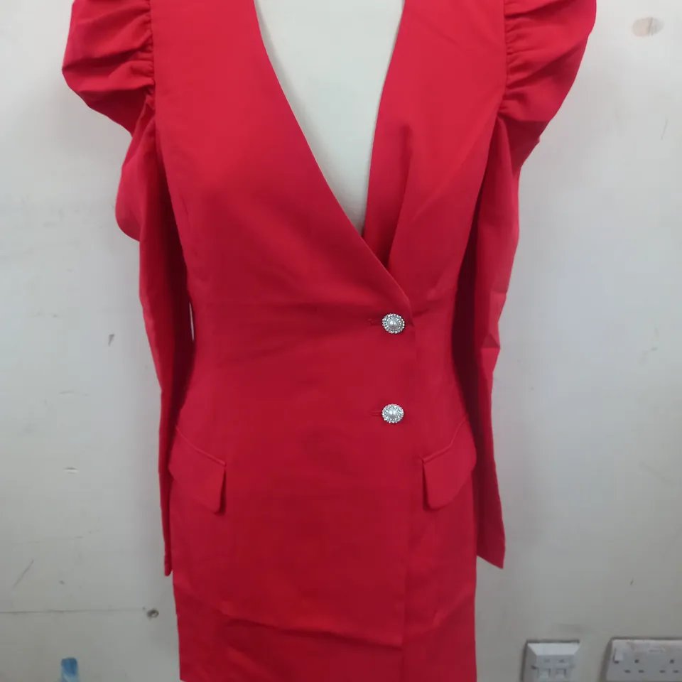 MISS SELFRIDGES RED PUFF SLEEVED BLAZER DRESS - UK 12