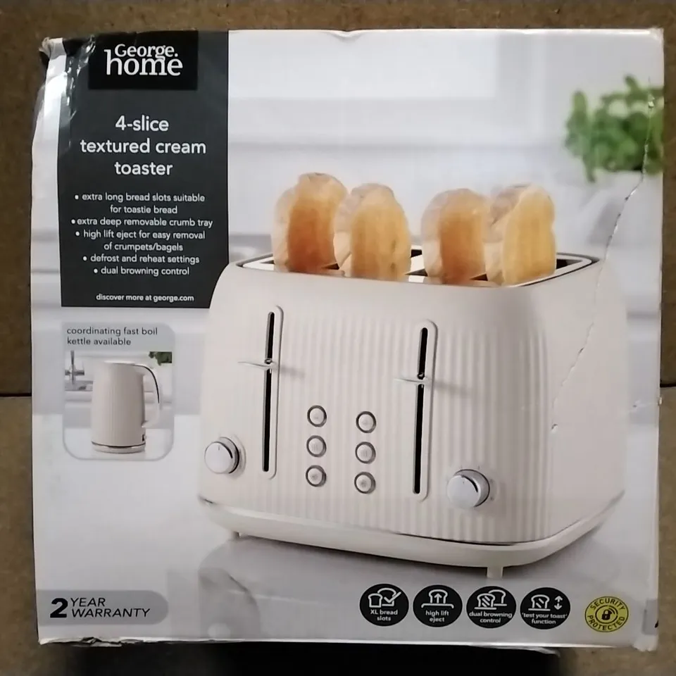 BOXED 4-SLICE TEXTURED CREAM TOASTER 