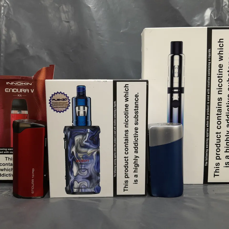 BOX OF APPROXIMATELY 10 ASSORTED E-CIGARETTE/VAPING PRODUCTS - MAKES, MODELS, COLOURS, AND STYLES VARY - COLLECTION ONLY