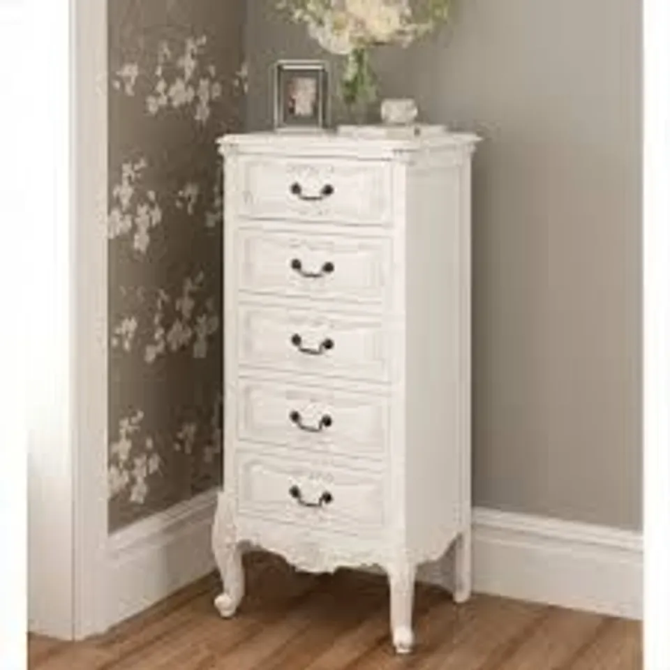 BRAND NEW BOXED HOMES DIRECT 365 LA ROCHELLE ANTIQUE FRENCH STYLE TALLBOY