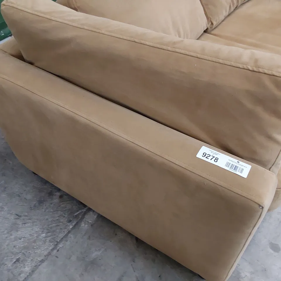 DESIGNER TWO SEATER SOFA MUSTARD PLUSH FABRIC 