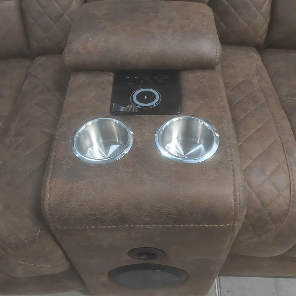 DESIGNER 2 SEATER POWER RECLINER SOFA WITH IN-BUILT SPEAKERS AND USB PORTS