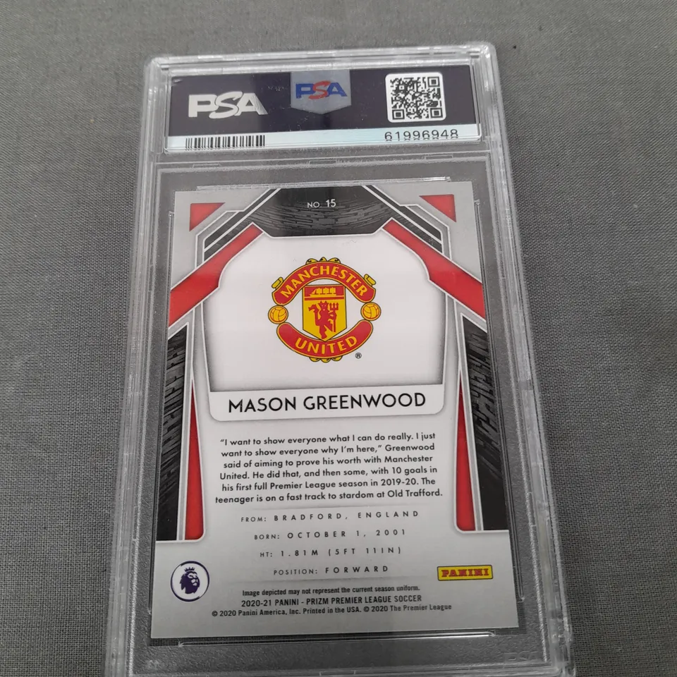 PANINI PRIZM EPL MASON GREENWOOD CRACKED ICE /23 MANCHESTER UNITED PSA 9 - MINT