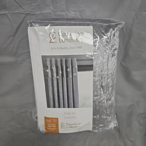 CATHERINE LANSFIELD CRUSHED VELVET GLAMOUR SATIN CURTAINS – GREY (SIGNATURE COLLECTION)