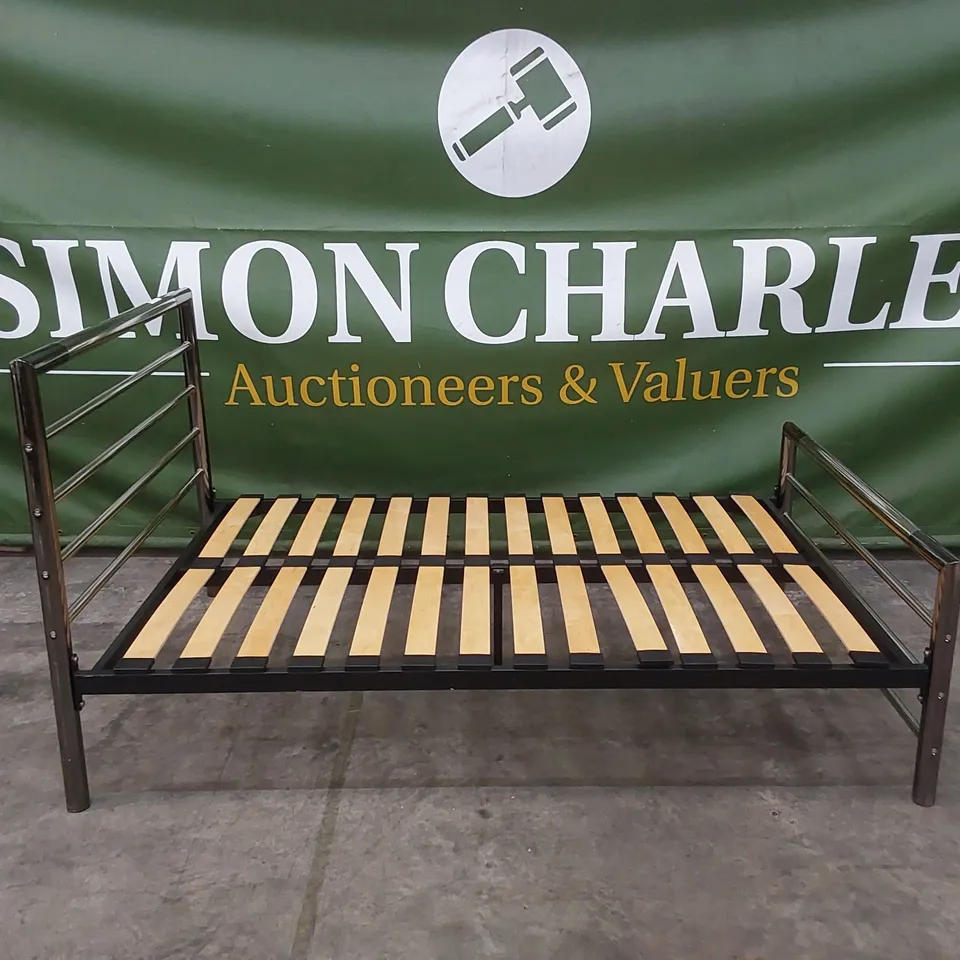 DESIGNER METAL FRAMED 125cm WIDE BED WITH SLATS 