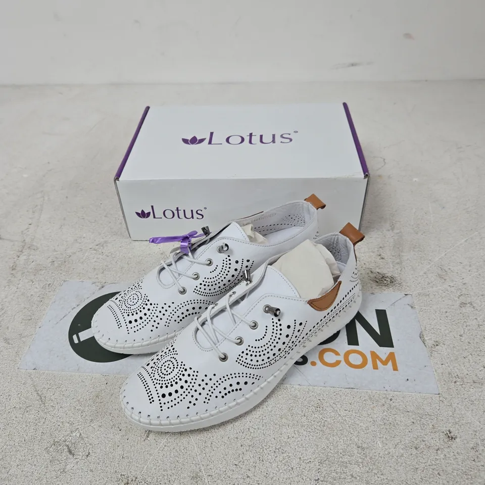 UK 6 LOTUS WHITE LEATHER PERFORATED SNEAKERS – TASIA-ULS484 (EU 39)