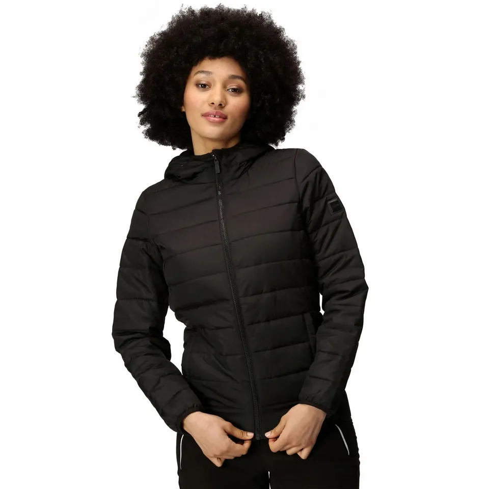 BRAND NEW REGATTA WOMENS HELFA INSULATED QUILTED JACKET IN BLACK SIZE UK 14