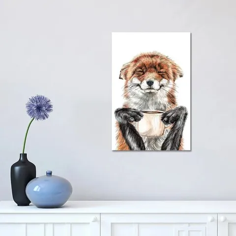 BOXED MORRING FOX BY HOLLY SIMENTAL - WRAPPED CANVAS