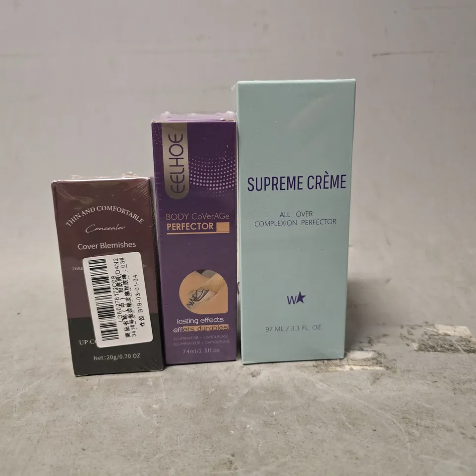 APPROXIMATELY 15 ASSORTED HEALTH & BEAUTY ITEMS TO INCLUDE - SUPREME CREME , EELHOE BODY COVERAGE PERFECTOR ETC