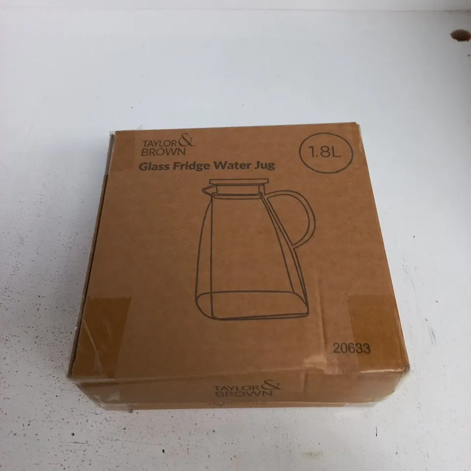 TAYLOR & BROWN GLASS FRIDGE WATER JUG 1.8L – BOXED