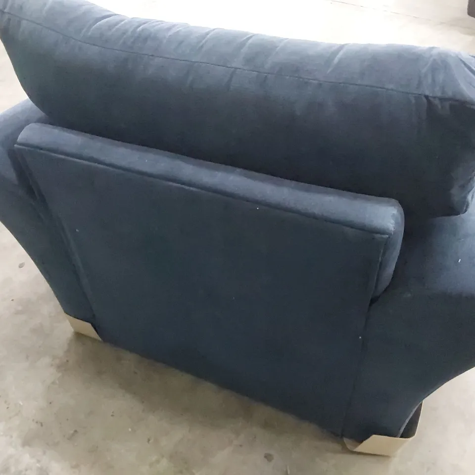 DESIGNER EASY CHAIR BLUE PLUSH FABRIC 