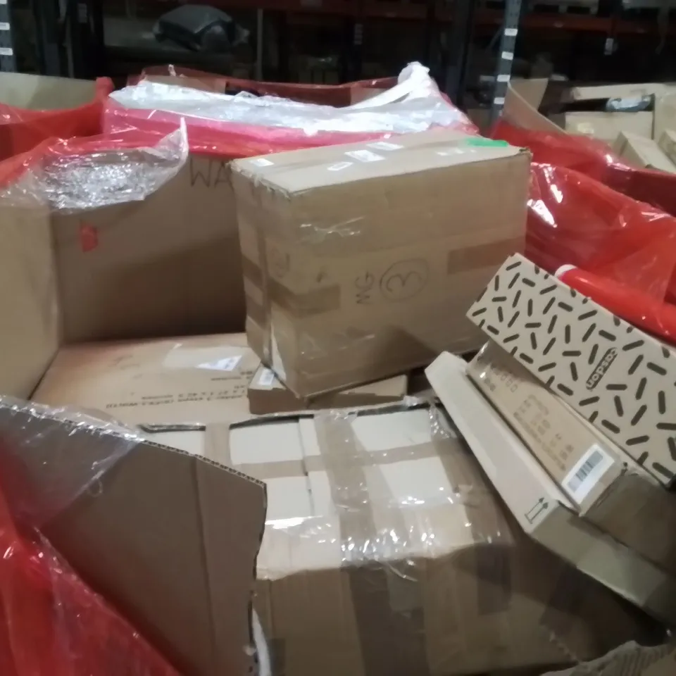 PALLET OF ASSORTED HOUSEHOLD GOODS AND PRODUCTS TO INCLUDE;WALL FAN,SLIDING MACHINE,BALLOON PARTY ARCH