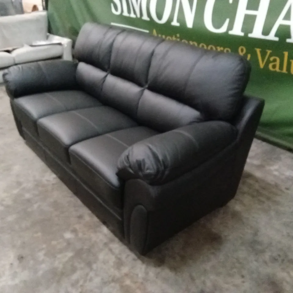 WILMSLOW LEATHER 3 SEATER SOFA - BLACK RRP £999