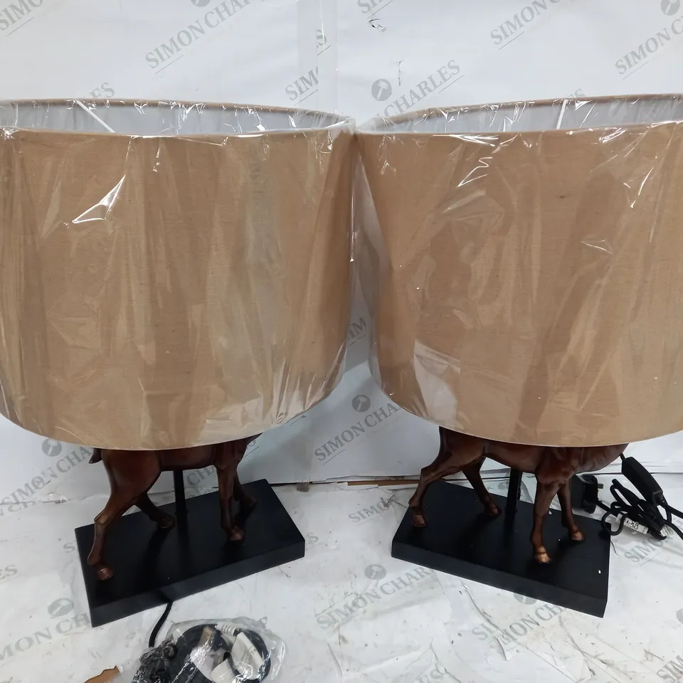 BOXED ALISON CORK ANIMAL TABLE LAMPS - BRASS STAG