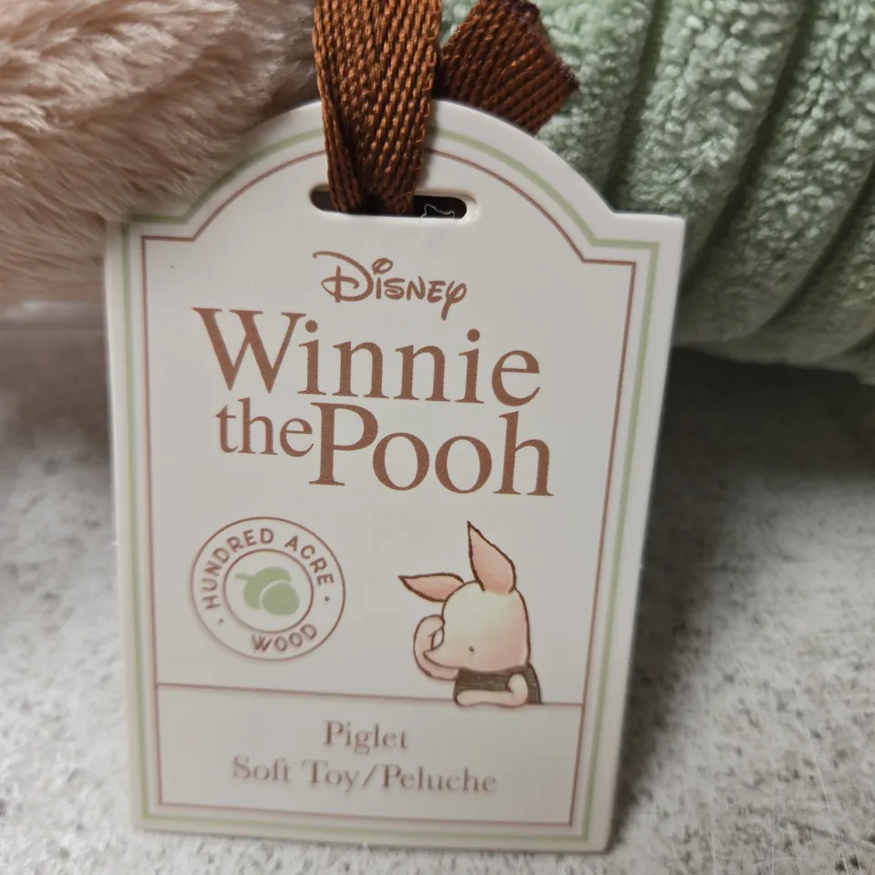 DISNEY WINNIE THE POOH PIGLET SOFT TOY – PLUSH WITH MINT JUMPER