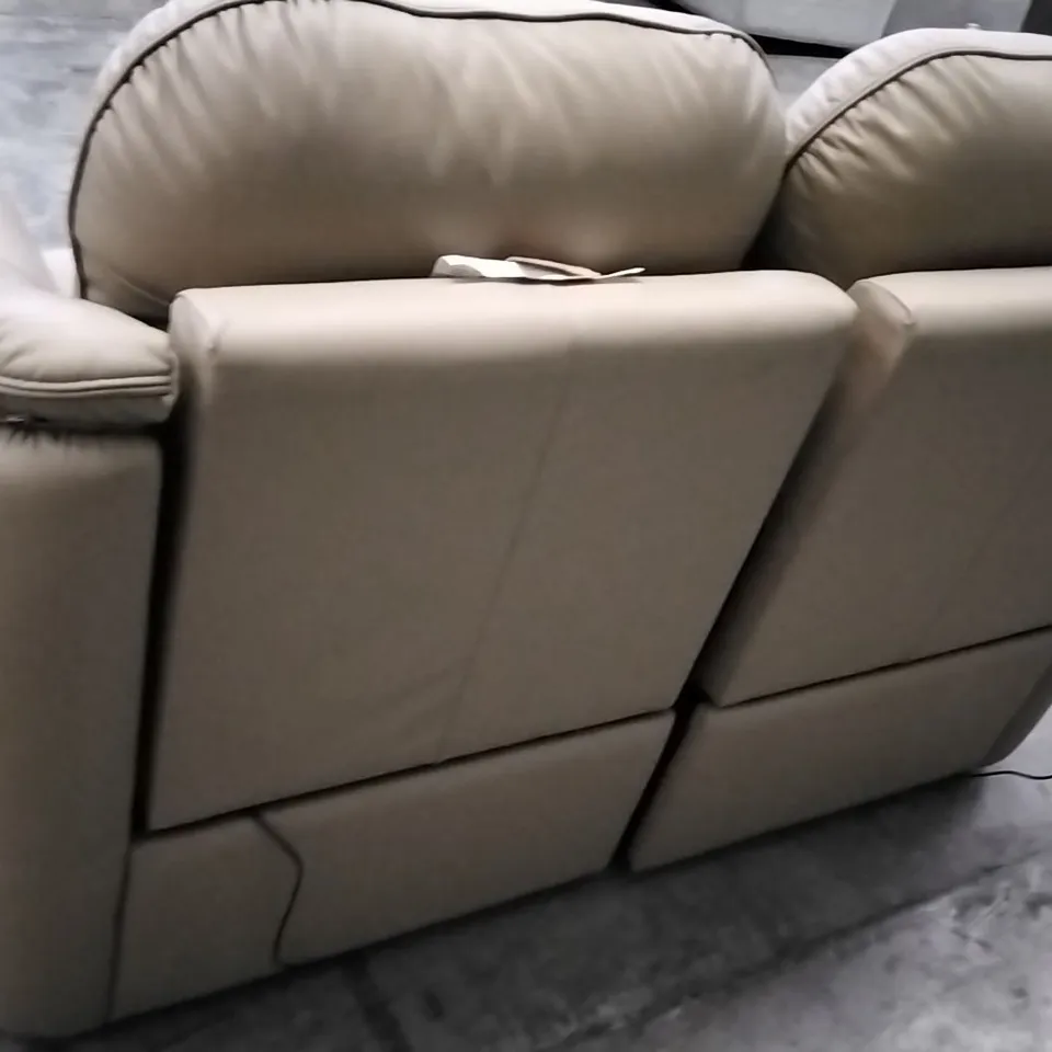QUALITY BRITISH DESIGNER G PLAN MANUFACTURED JACKSON 2 SEATER ELECTRIC RECLINER DBL SOFA  - CAMBRIDGE SAND LEATHER