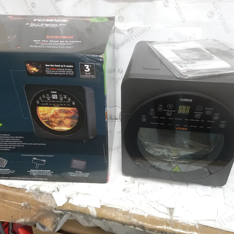 BOXED TOWER VIZION 1.5L 5-IN-1 DIGITAL AIR FRYER OVEN WITH ROTISSERIE