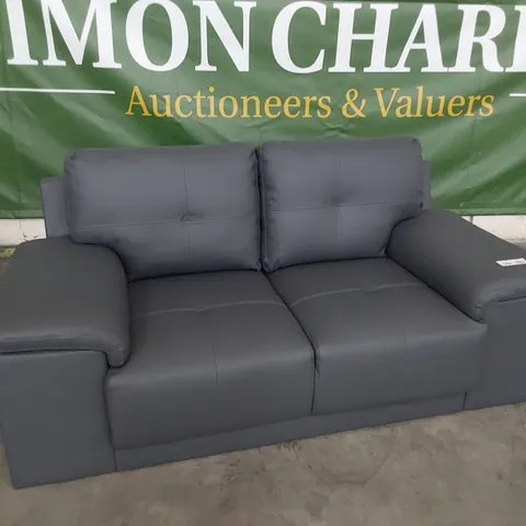 DESIGNER TWO SEATER SOFA GREY LEATHER